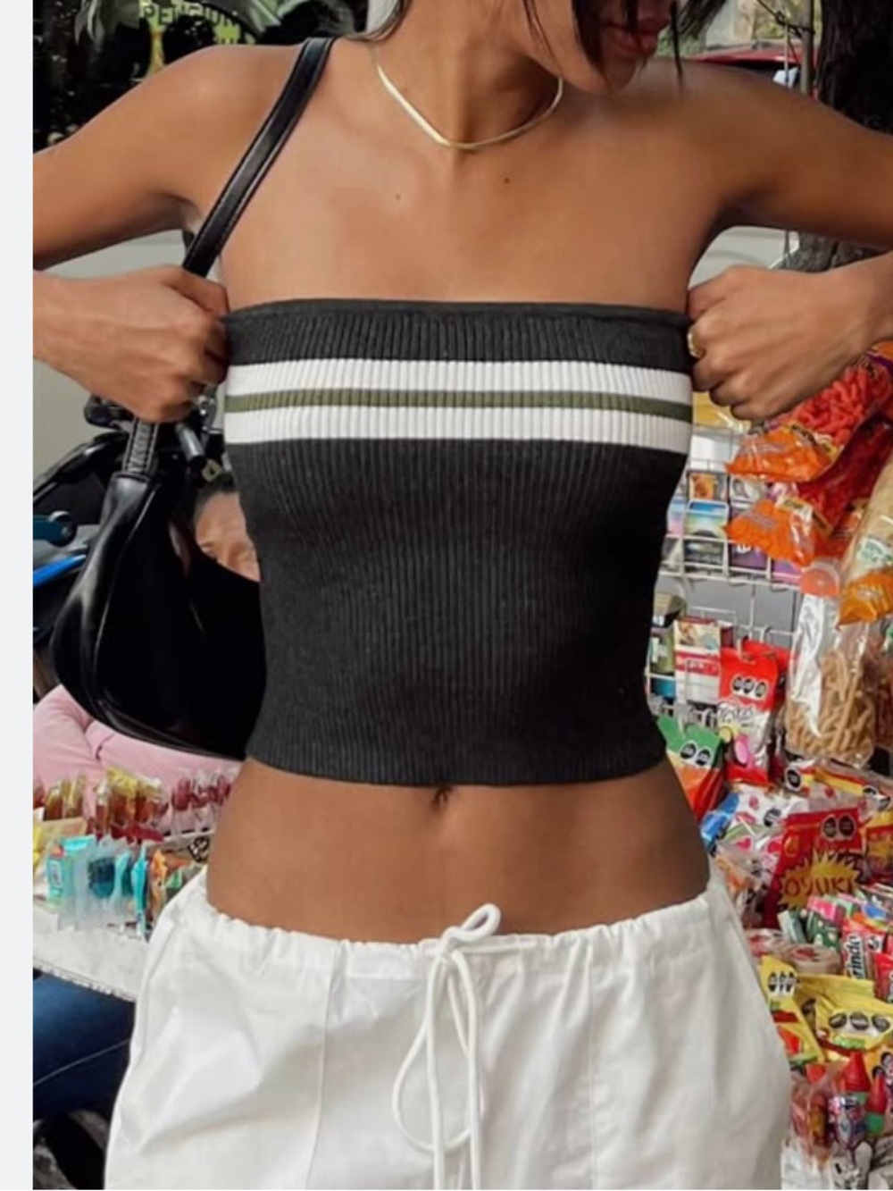 Princess Polly cello slate gray racing tube top